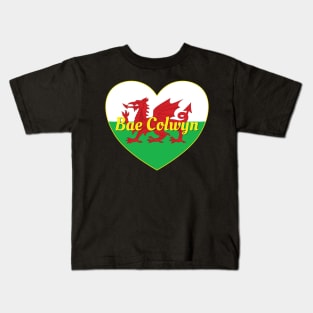 Bae Colwyn Cymru UK Baner Cymru Heart Kids T-Shirt